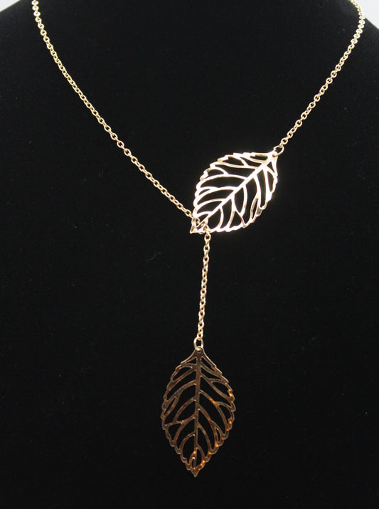 Double Leaf Drop Necklace