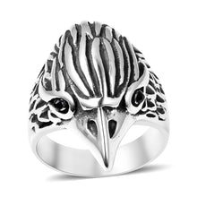 Load image into Gallery viewer, Men&#39;s Eagle Head Black Austrian Crystal Ring Size 10, 12
