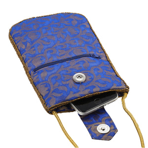 Embroidered Beaded Royal Blue Crossbody Potli Pouch