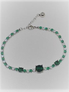 Simulated Topaz or Emerald Diamond Bracelet 7.5"