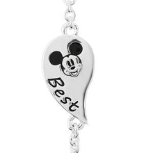 Load image into Gallery viewer, Disney Mickey and Minnie Mouse Best Friend Heart Bracelet Set in Silvertone
