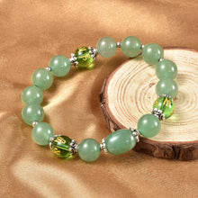 Load image into Gallery viewer, Feng Sui Green Aventurine and Engraved Green Glass Beaded Bracelet
