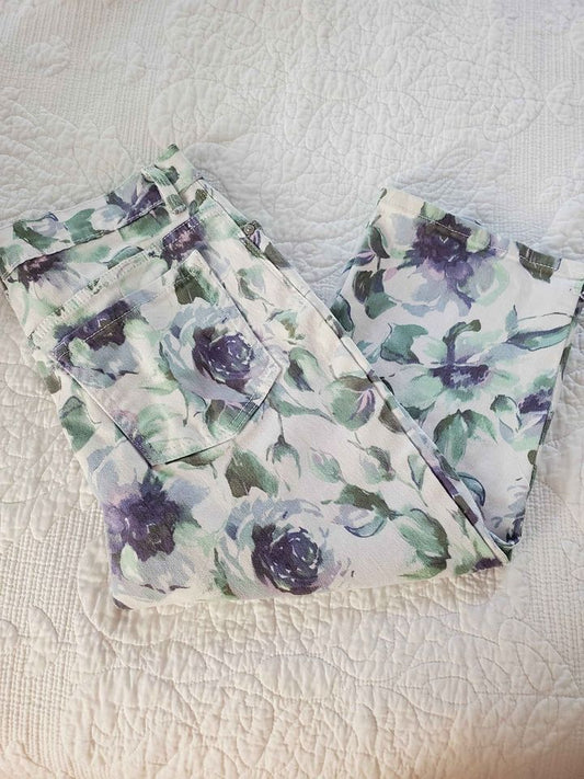 Floral jean capris