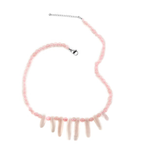Green Aventurine, Galilea Rose Quartz Statement Necklace 18-20 Inches