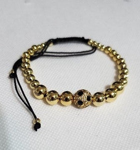 Unisex 14K Gold Bead Bracelet Free Shipping
