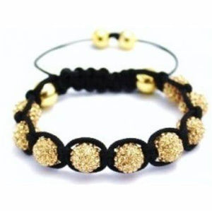 Black and Gold Crystal Bead Shamballa Bracelet