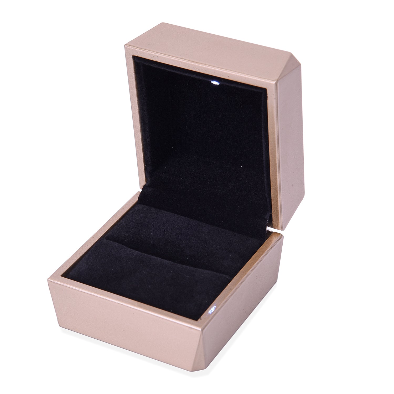 Lighted Ring and Earrings Box, Blue Velvet