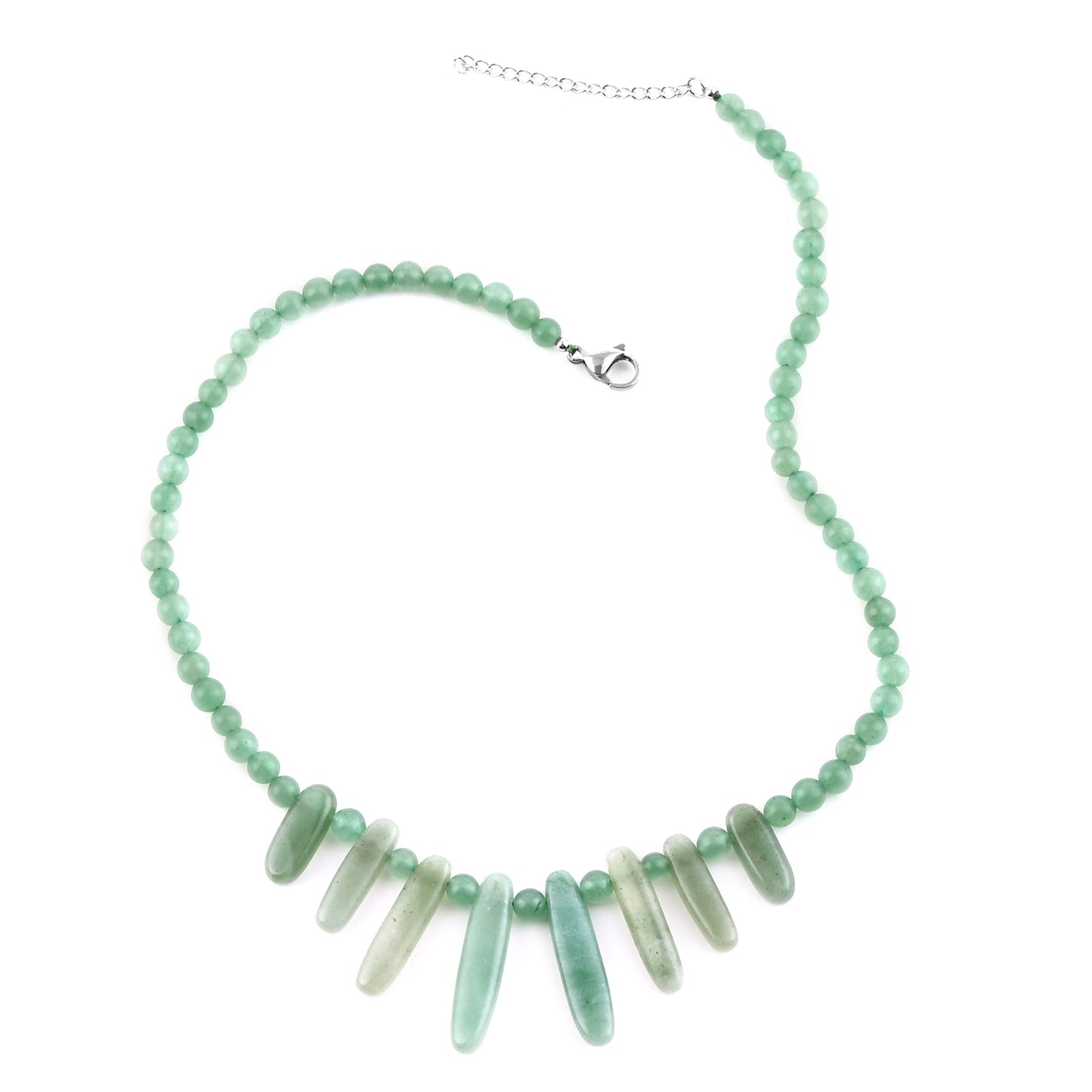 Green Aventurine, Galilea Rose Quartz Statement Necklace 18-20 Inches