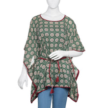 Load image into Gallery viewer, 100% Cotton Green Hand Blocked Printed Kaftan
