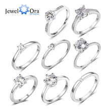 Load image into Gallery viewer, JewelOra Silver color Ring with Cubic Zirconia Classic Style Wedding Engagement Rings for Women Bridesmaid Gifts
