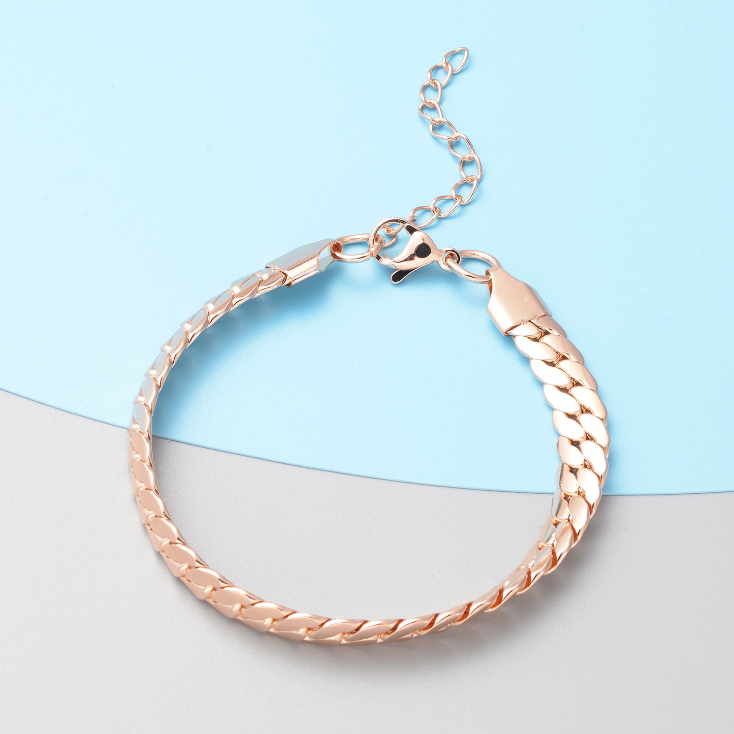 Unisex Herringbone Chain Bracelet in ION Plated Rose Gold