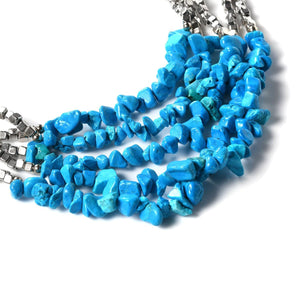 Handmade Teal Blue Howlite Earrings and Multi Strand Necklace