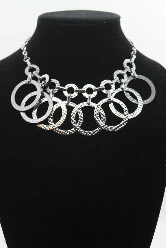 Multi Hammered Hoop Necklace