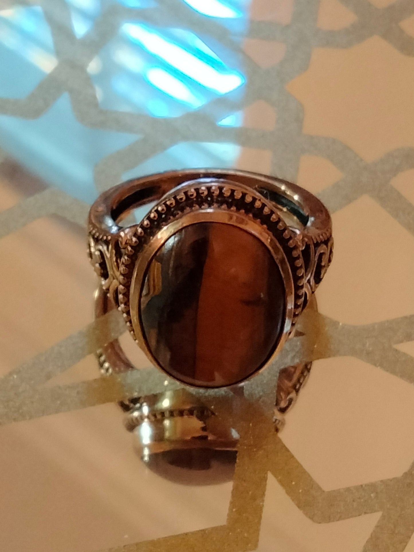 South African Tiger's Eye Ring Size 7, 8 8.30 ctw