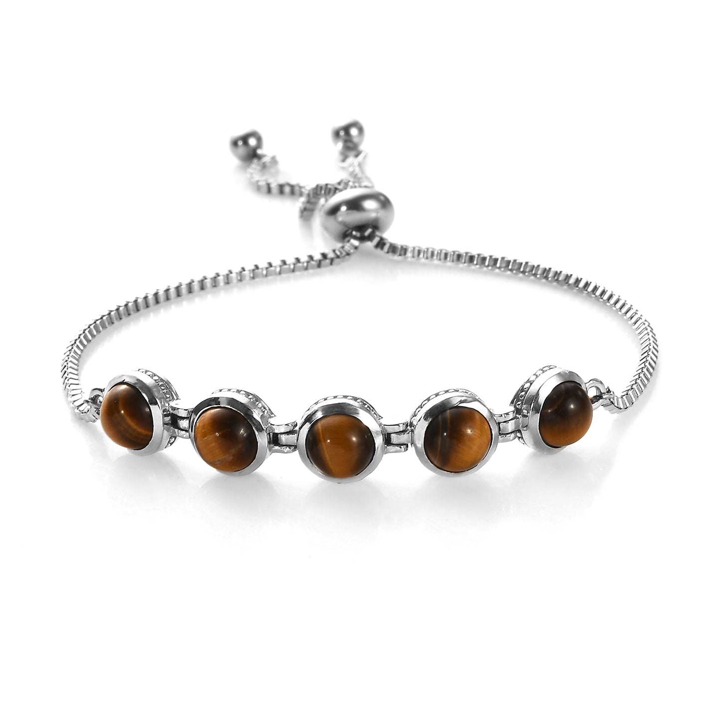 South African Tigers Eye Beads Bracelet in Sterling Silver