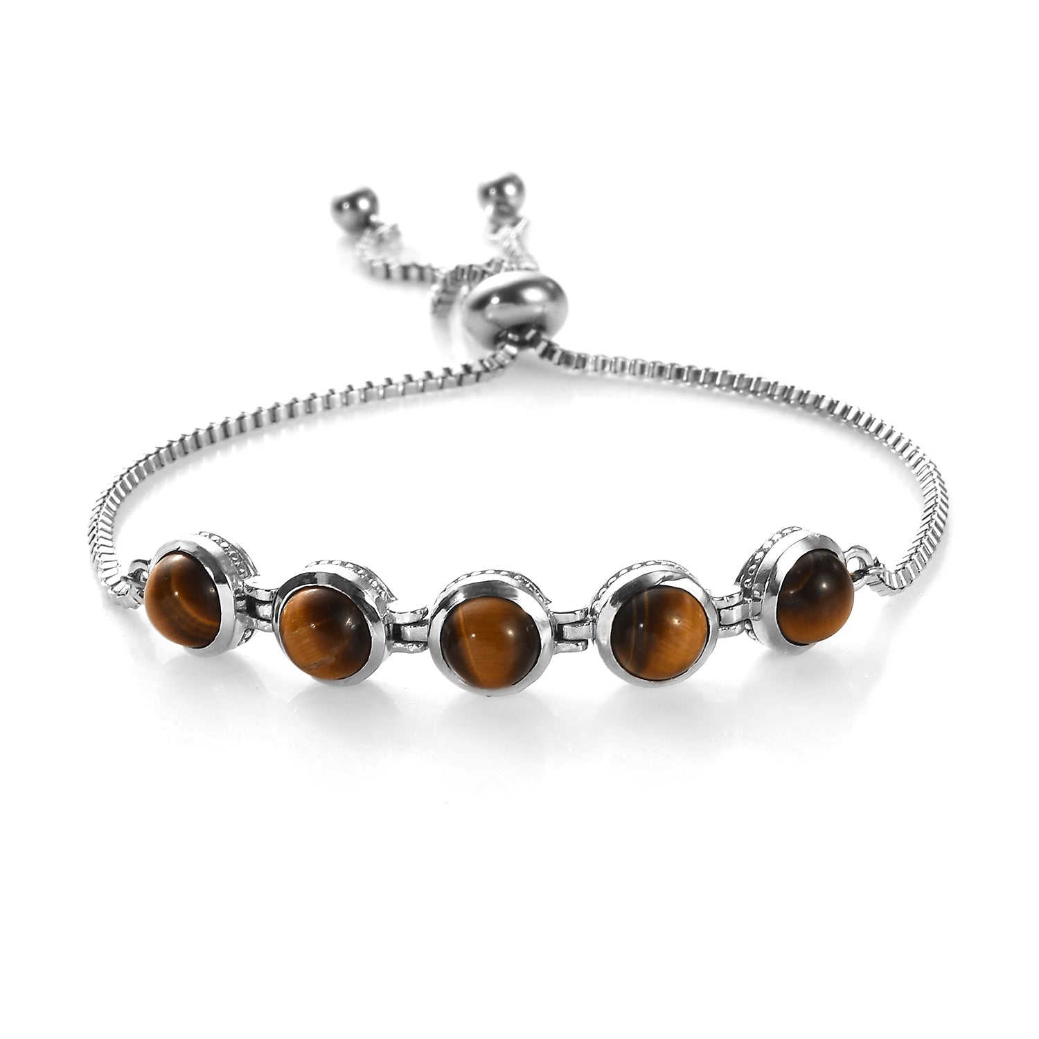 South African Tigers Eye Beads Bracelet in Sterling Silver