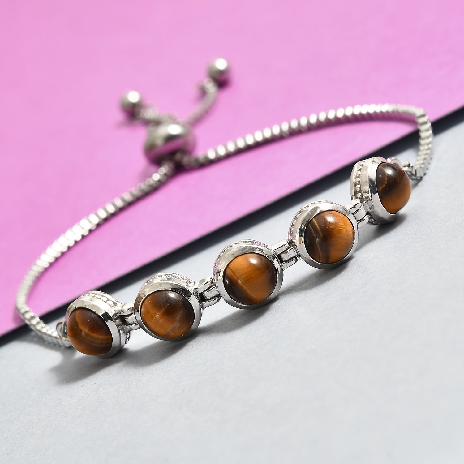 South African Tigers Eye Beads Bracelet in Sterling Silver