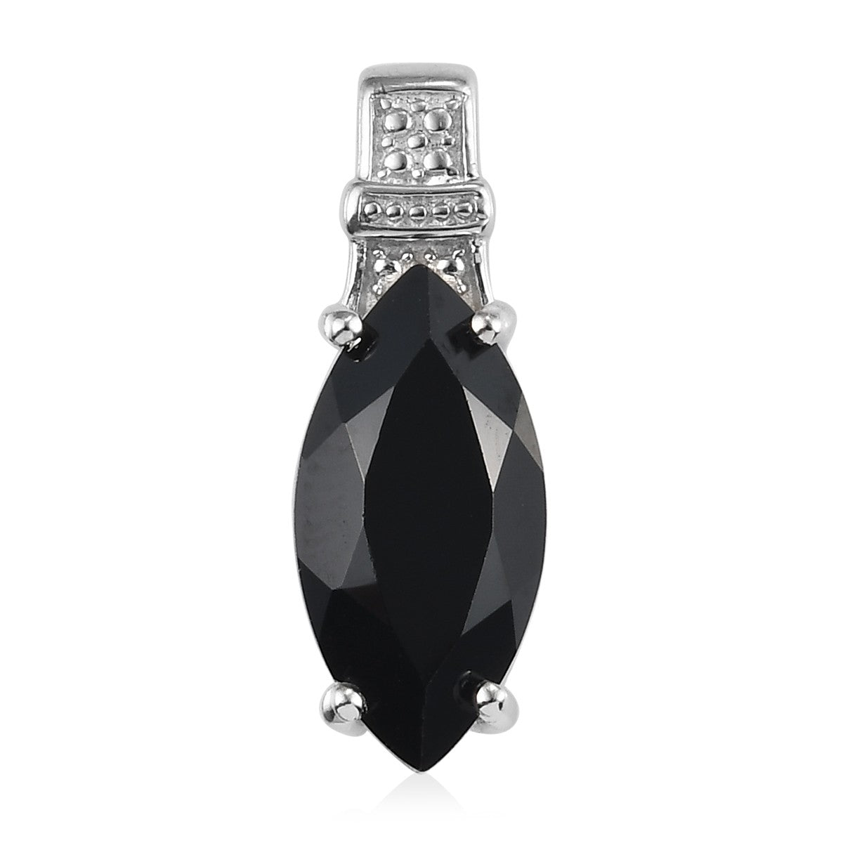 Natural Thai Black Spinel Solitaire Pendant in Platinum Bond