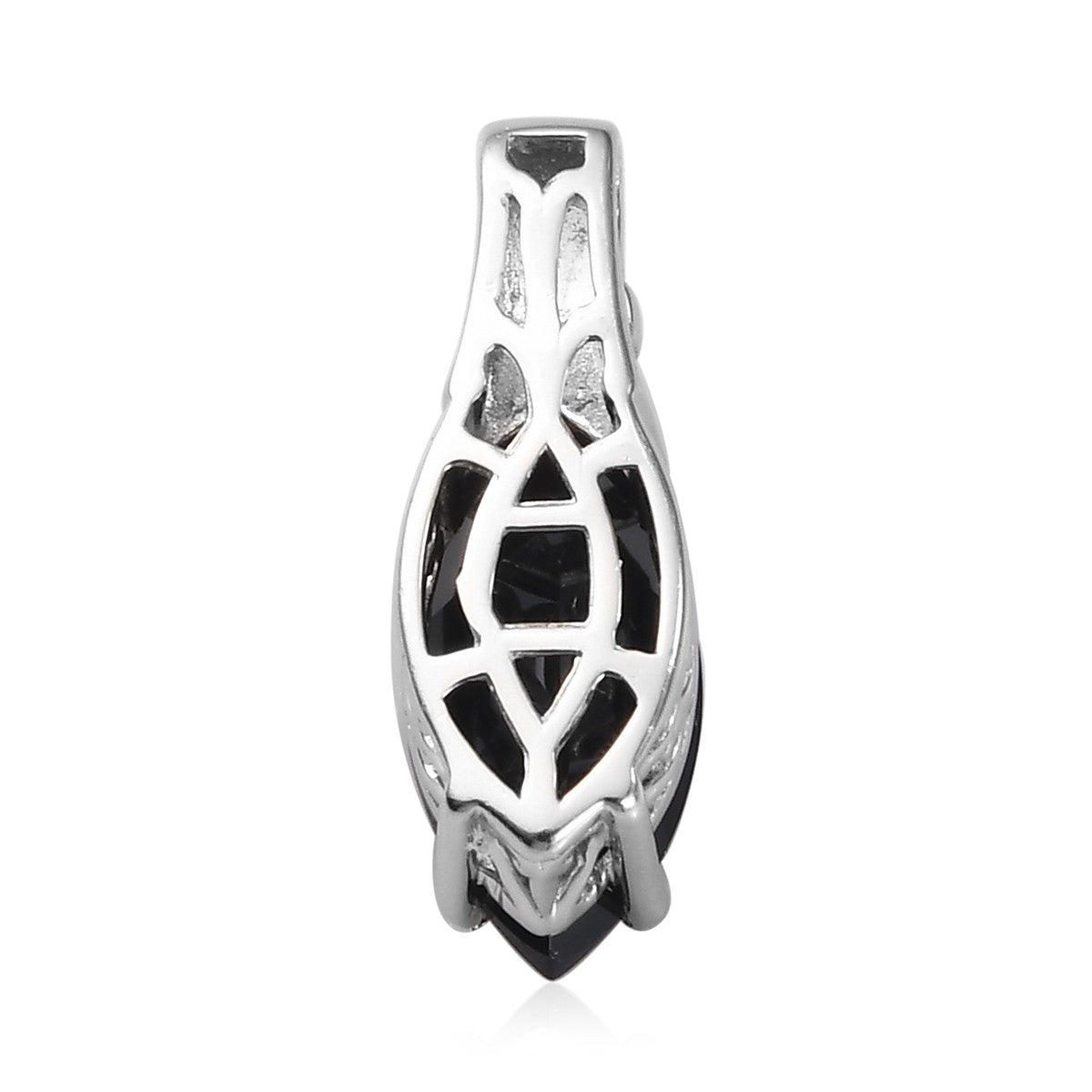 Natural Thai Black Spinel Solitaire Pendant in Platinum Bond