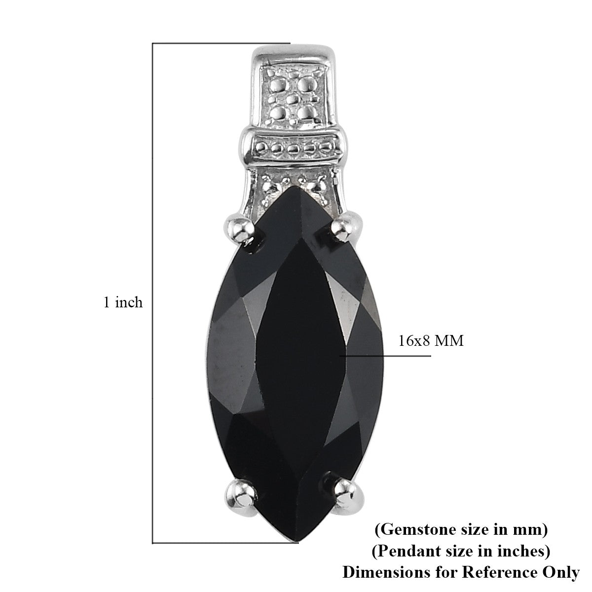 Natural Thai Black Spinel Solitaire Pendant in Platinum Bond