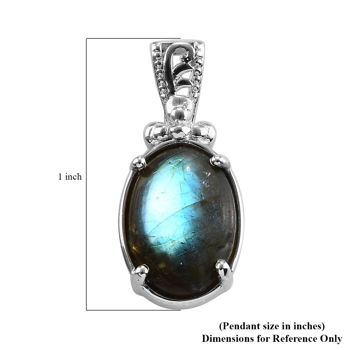 KARIS Malagasy Labradorite Solitaire Pendant in Platinum Bond