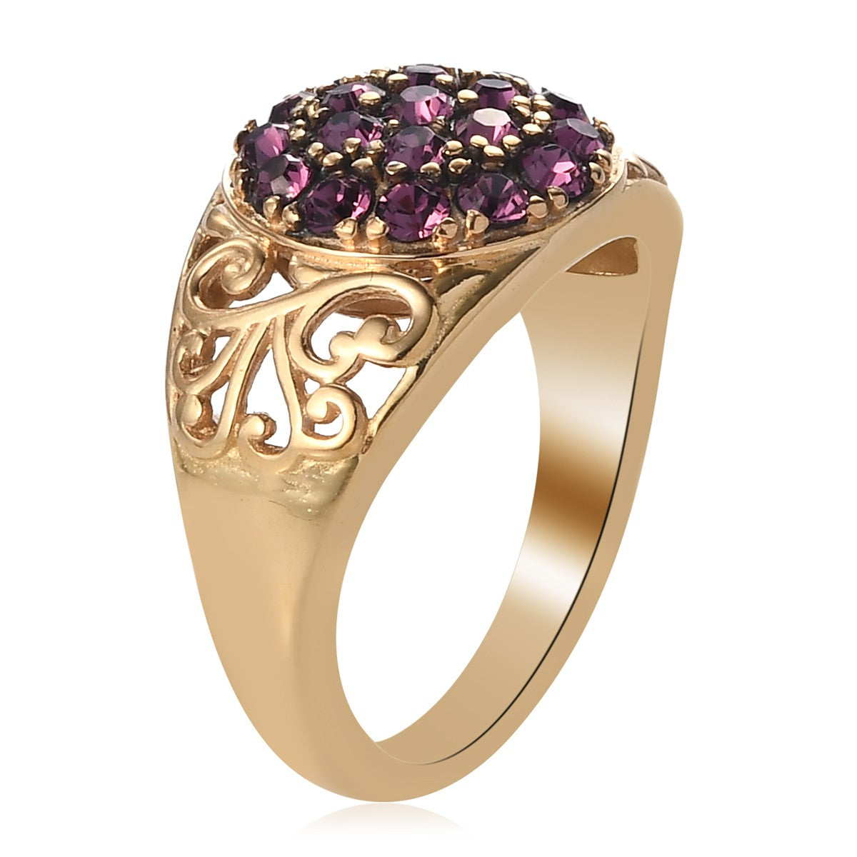 Karis Amethyst Crystal Cluster Ring in ION Plated 18K YG