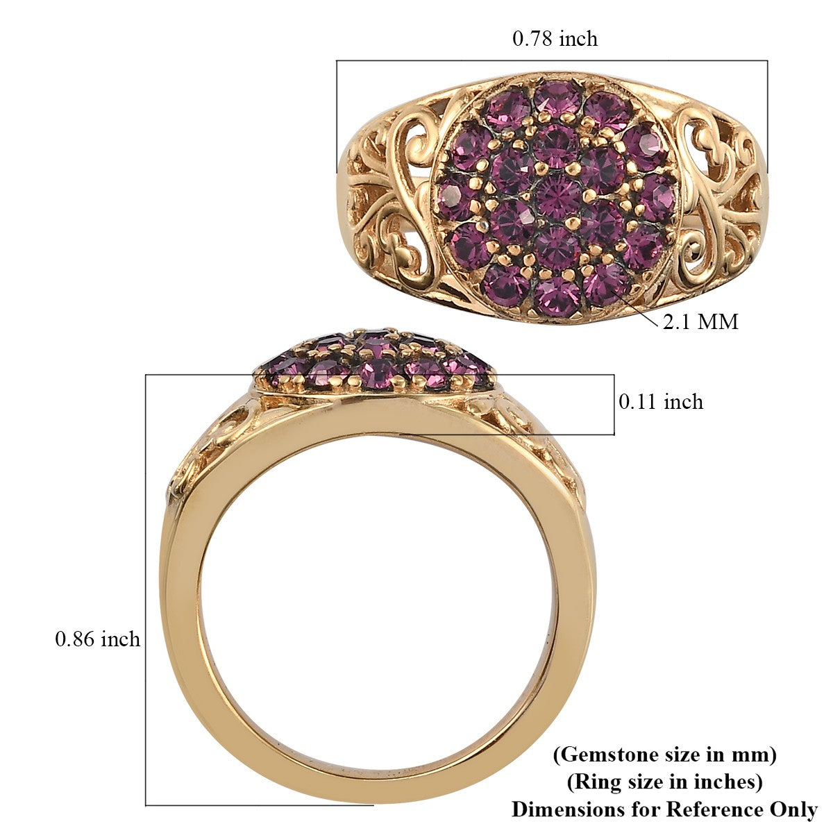 Karis Amethyst Crystal Cluster Ring in ION Plated 18K YG