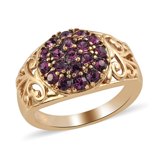 Karis Amethyst Crystal Cluster Ring in ION Plated 18K YG