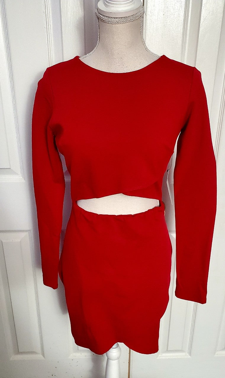 Sexy Asymmetrical Red Cut Out Dress Size Medium