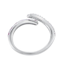 Load image into Gallery viewer, Lab Created Ruby and White Sapphire Bypass Ring in Sterling Silver Size 7
