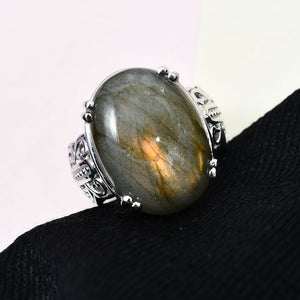 Malagasy Labradorite Solitaire Ring Size 7