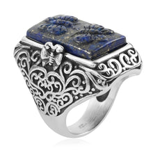 Load image into Gallery viewer, Handcrafted Lapis Lazuli Carved Butterfly Ring Sz 7
