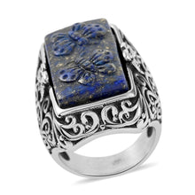 Load image into Gallery viewer, Handcrafted Lapis Lazuli Carved Butterfly Ring Sz 7
