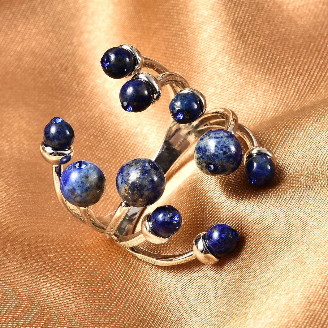 Open Cage Genuine Stone Ring in Lapis Lazuli, Tiger's Eye or Howlite