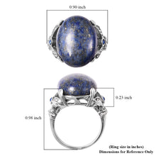 Load image into Gallery viewer, Lapis Lazuli and Blue Austrian Crystal Ring Size 8
