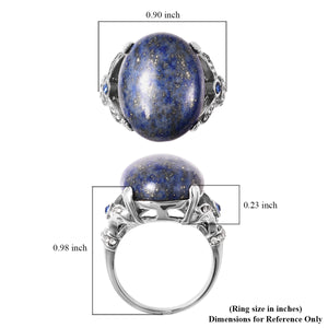 Lapis Lazuli and Blue Austrian Crystal Ring Size 8