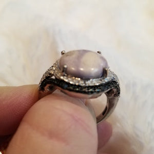 Lilac Amethyst Ring Surrounded with Dark Amethyst Size 7