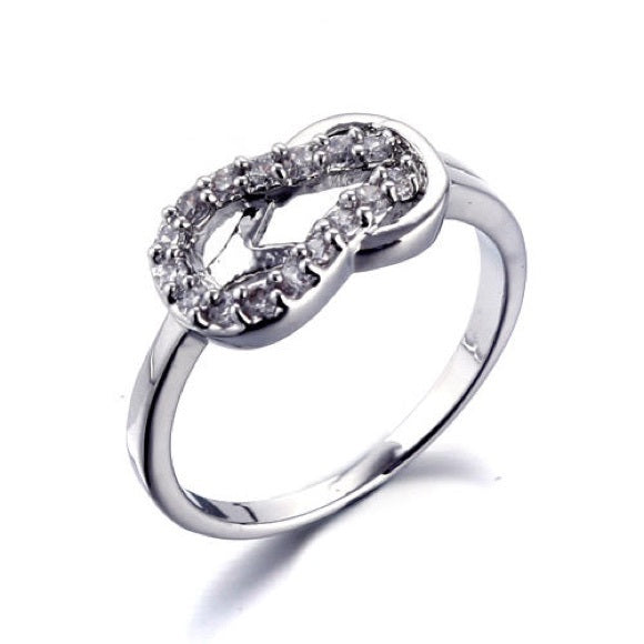 Crystal Love Knot Sterling Silver Ring