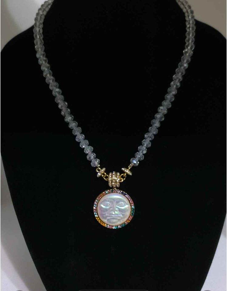 Luminous Bali Sun Cameo Pendant Necklace