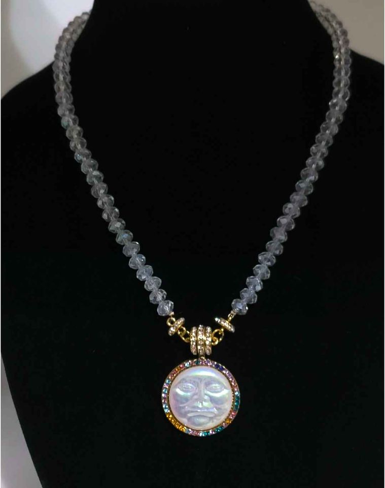 Luminous Bali Sun Cameo Pendant Necklace