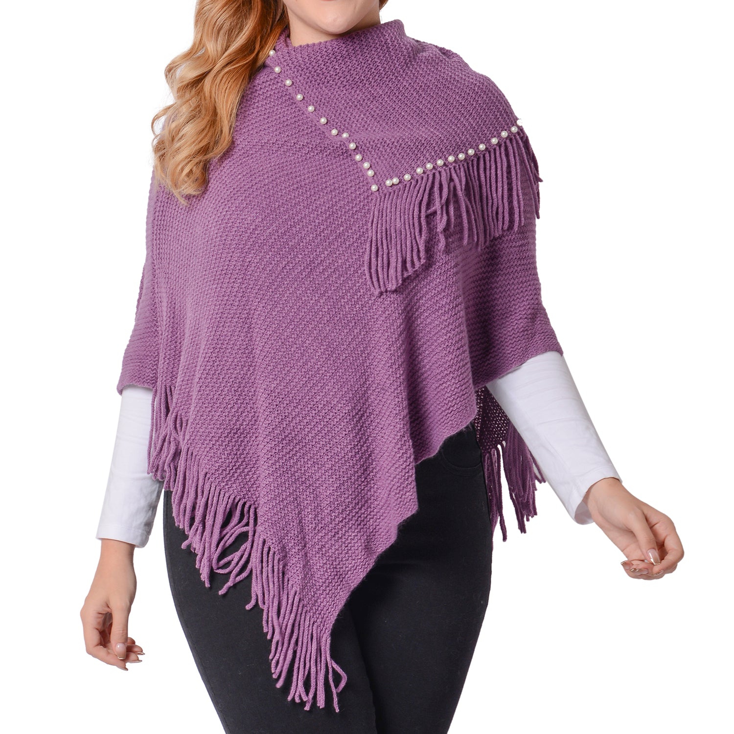 Super Soft  Pearled Poncho One Size, 3 Colors