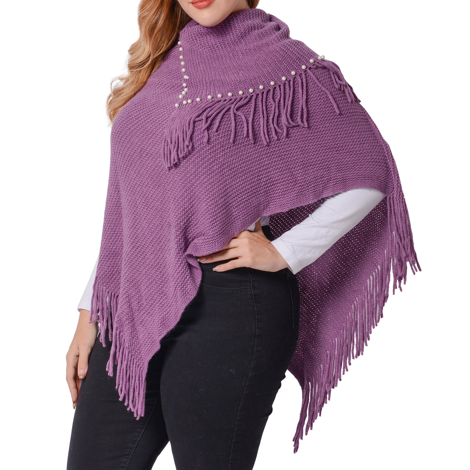 Super Soft  Pearled Poncho One Size, 3 Colors