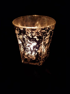 Mercury Glass Vintage Crackle Candle Holders with Tea Light Candle Set of 3