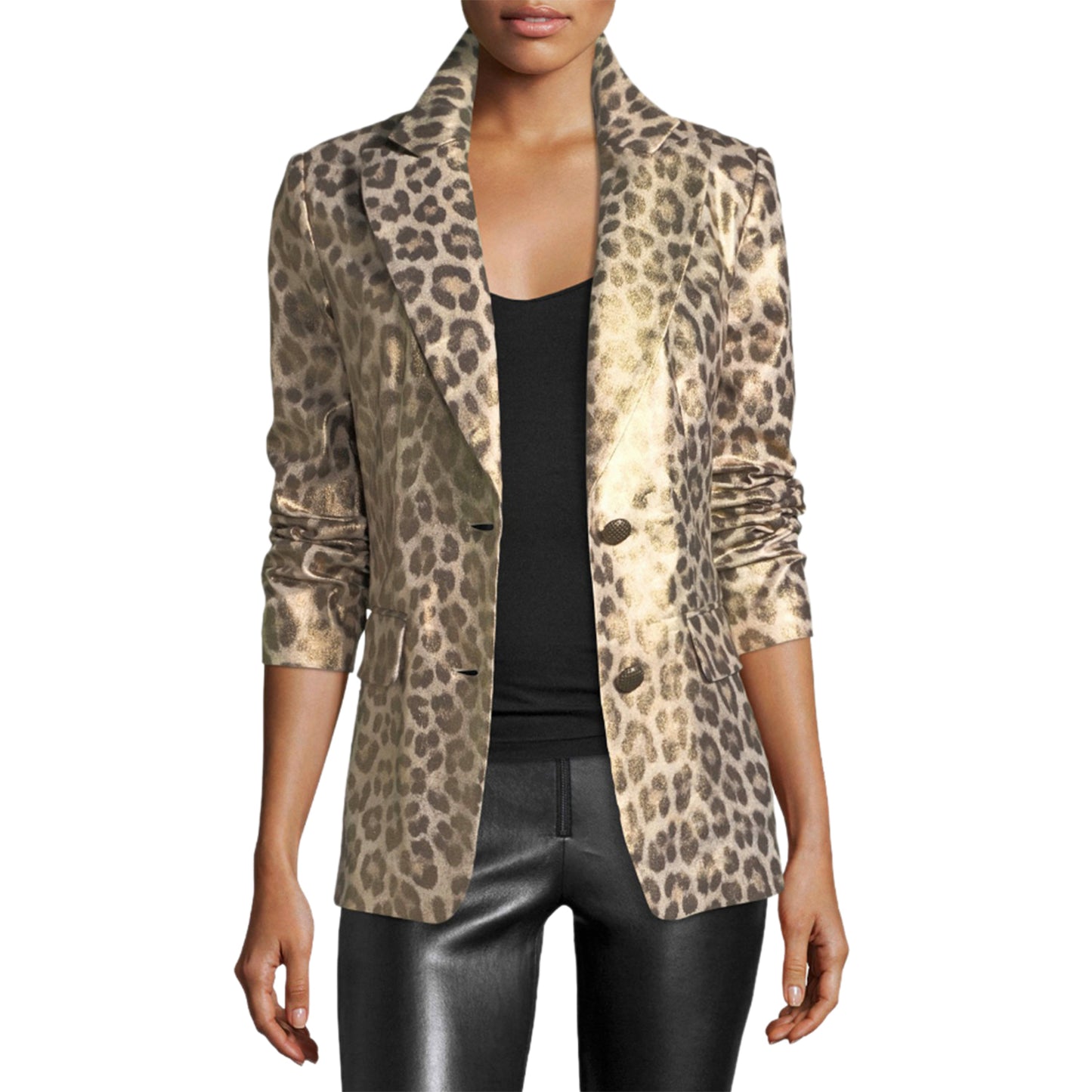 Metallic Coated Animal Print Blazer