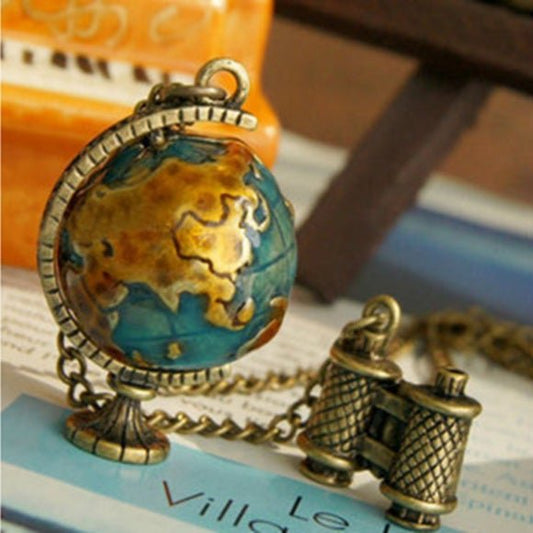 Miniture Globe and Telescope Necklace