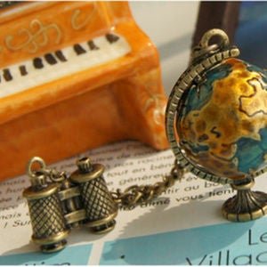 Miniture Globe and Telescope Necklace