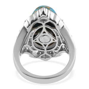 Native American Mojave Blue Turquoise Ring in Platinum Size 8