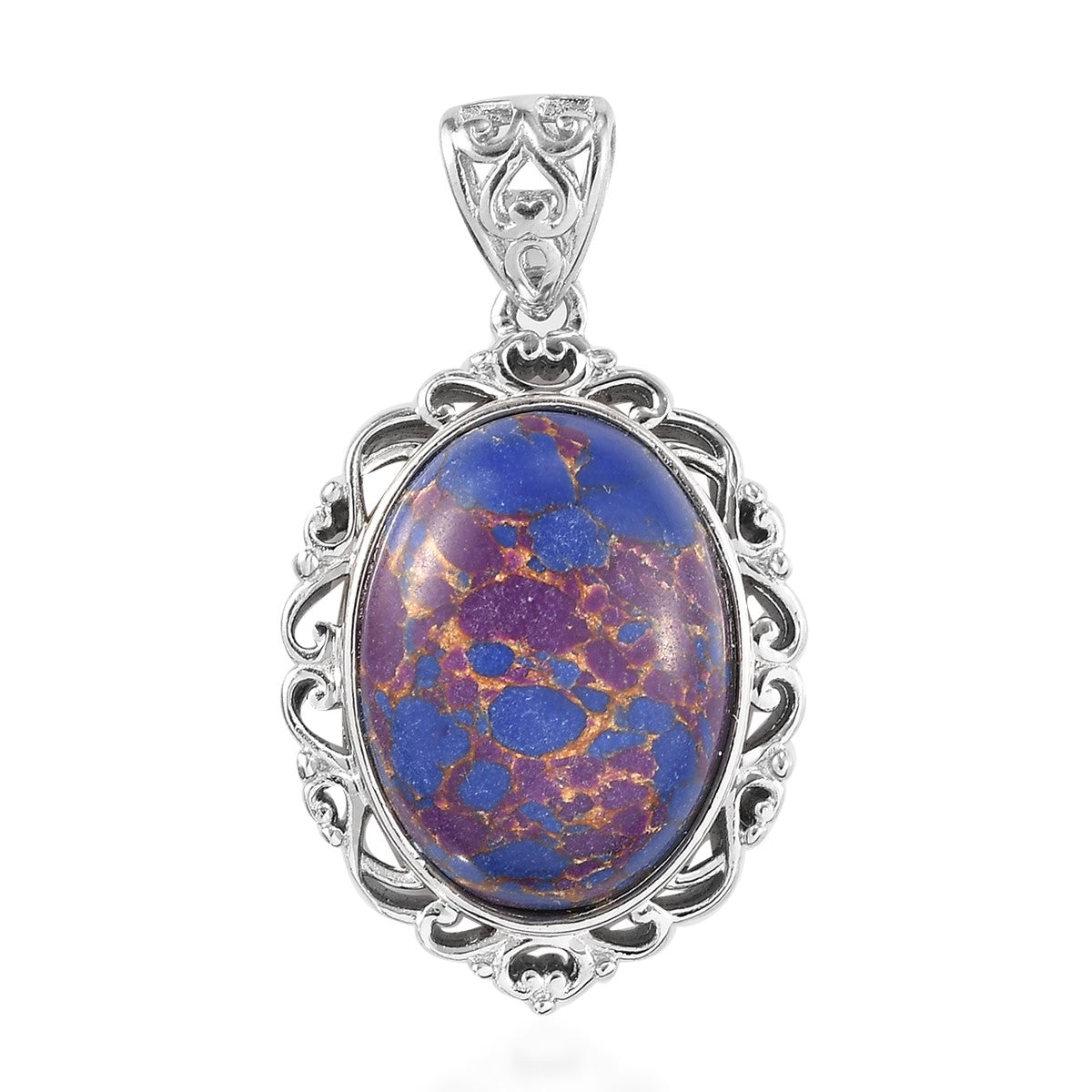 Genuine Mojave Blue Turquoise Solitaire Pendant in Platinum