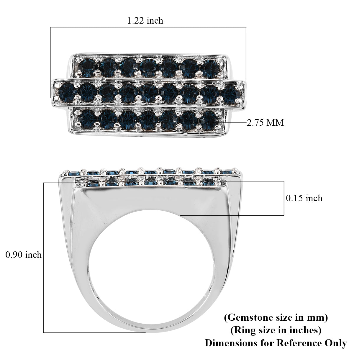 Men's Montana Crystal from Swarovski Ring in Platinum