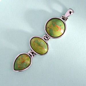 Mojave Green Turquoise Fancy Pendant in Stainless Steel - 17.25 CTW